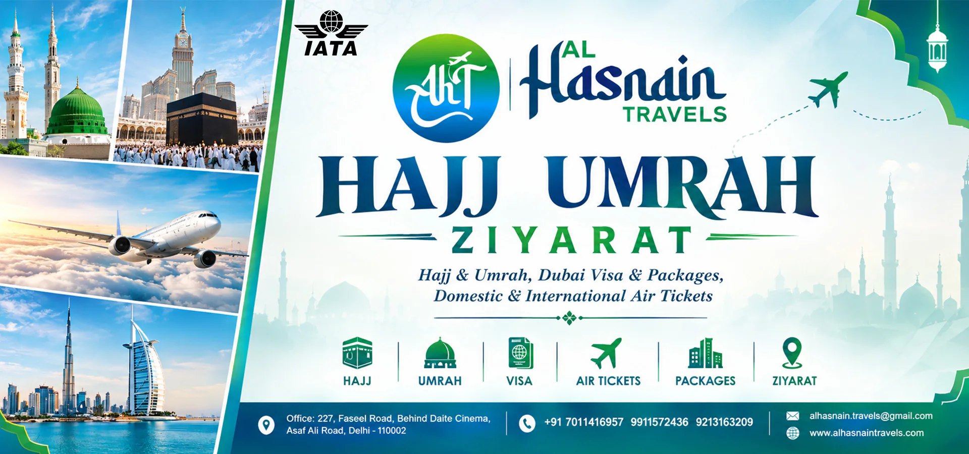 Al Hasnain Travels services for Hajj, Umrah, visas, air tickets, packages and Ziyarat